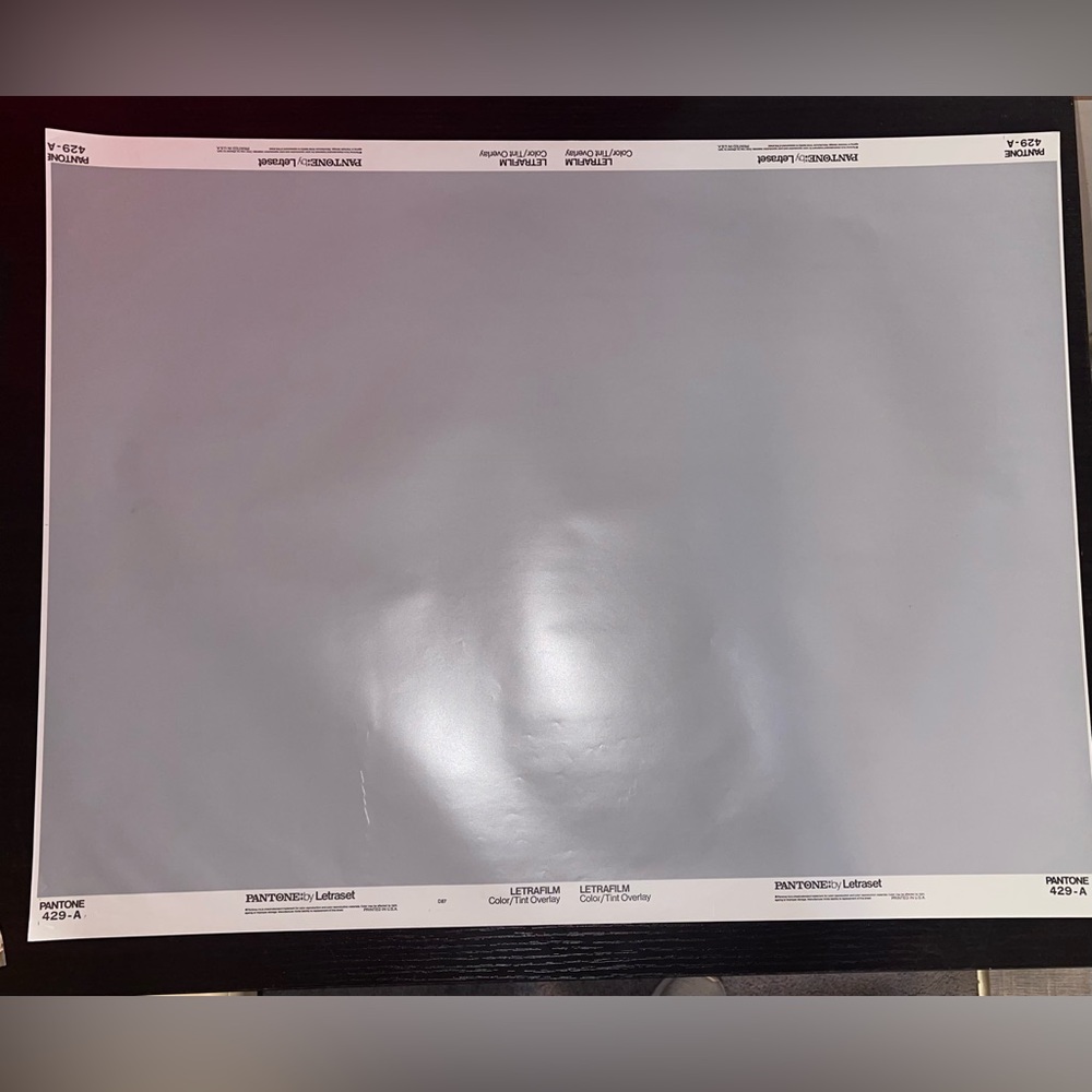 Vintage Pantone by Letraset Letrafilm Color/Tint Overlay 429-A   26x20